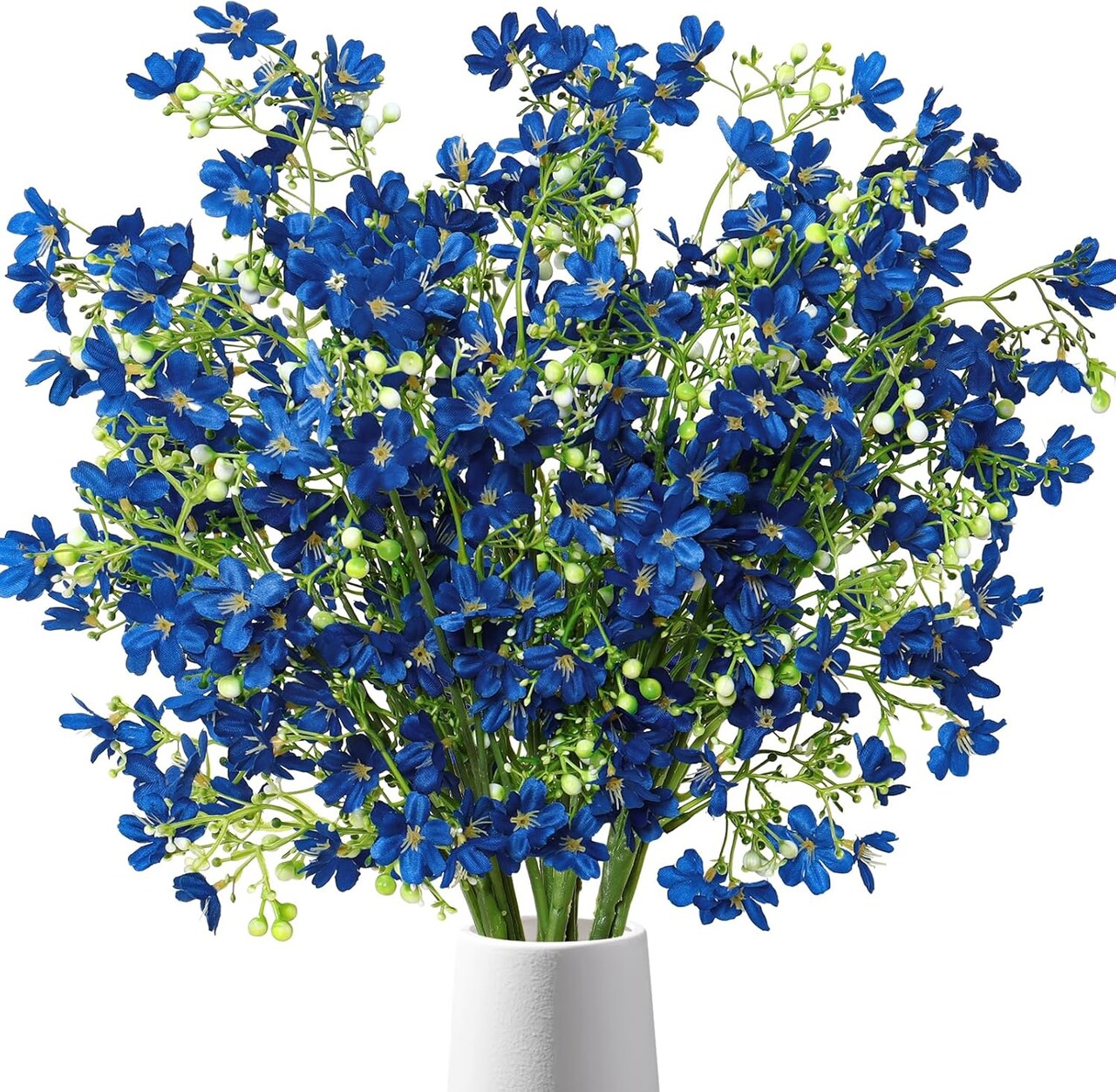 10PCS Artificial Silk Flowers with Long Stems Faux Bulk Babys Breath Flowers Fake Silk Flowers Bouquet for Floral Arrangement Tall Vase Home Wedding Table Centerpieces Decor (Blue)